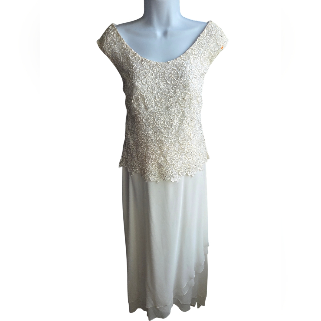 Cameron Blake Mon Cheri Ivory Mother Of The Bride Bridal Dress Size 14